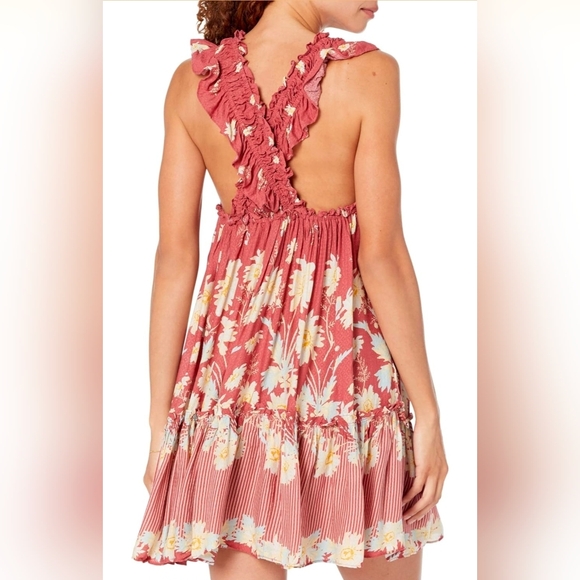 Free People Bailey Wild Daisy Slip Dress Medium Boho Floral Mini - Picture 4 of 8